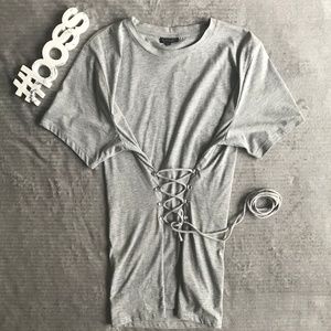 Topshop Short Sleeve Lace Up T-Shirt